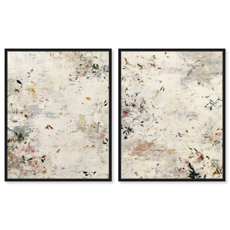 «Scrawled Memories Duo», ensemble de décorations murales Boho par Art Remedy, cadre noir, 20 x 24, H 25 po x l 21 po