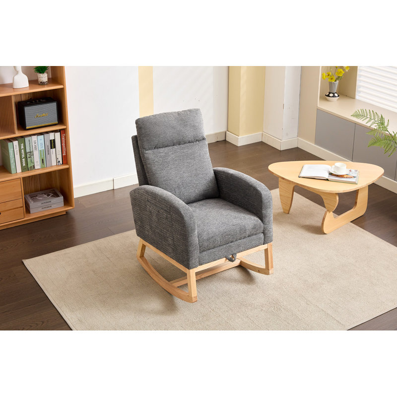 Chaise berçante avec pieds en bois massif, Gray