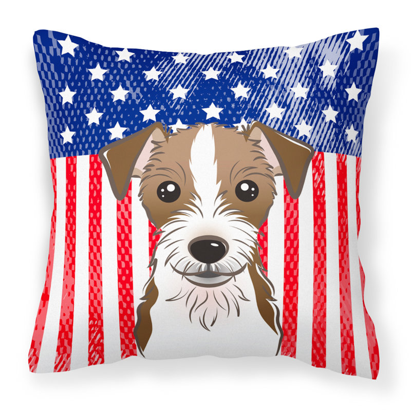  Coussin 14 "American Flag, Terrier Jack Russell 1, 18 po x 18 po