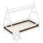 Lit plateforme simple avec escalier, structure de lit simple en bois massif, profil bas et design amusant enfantin, blanc