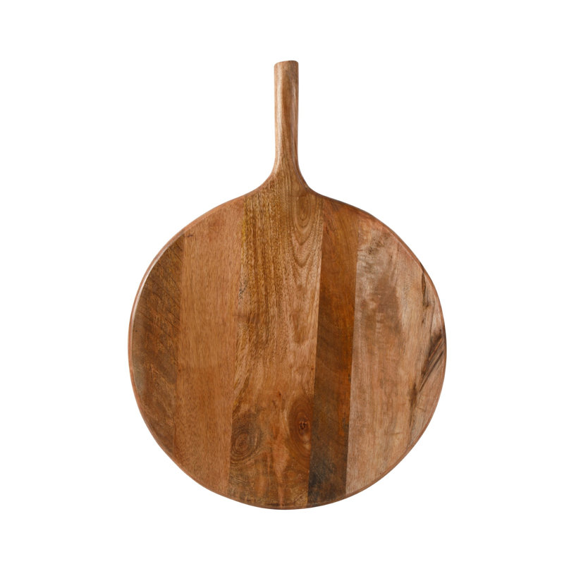 Bloomhouse Agra Mango Wood Charcuterie Board with Handle, 13 Inch Round