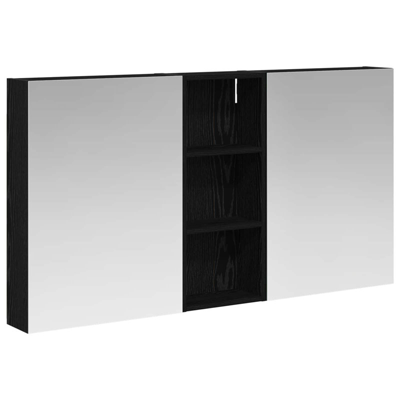 W H Wall Mounted Required Medicine Cabinet Mirror 6, 70cmH x 130cmW x 14.5cmD, Black