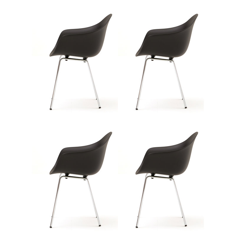 Fauteuil TA (ensemble de 4), Noir / chrome