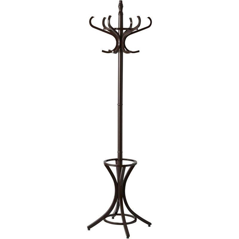 Freestanding 12 - Hook Coat Rack, Walnut Varnish