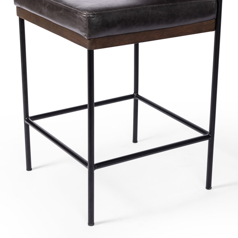 Ashford Stool, Sonoma Black/Genuine Leather, Counter Stool (26.42" Seat Height)
