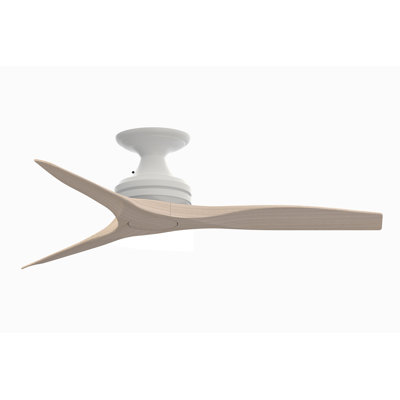 Spitfire 48 Inch Indoor/Outdoor Propeller Flush Mount Ceiling Fan with Remote Control - Matte White with Washed White blades