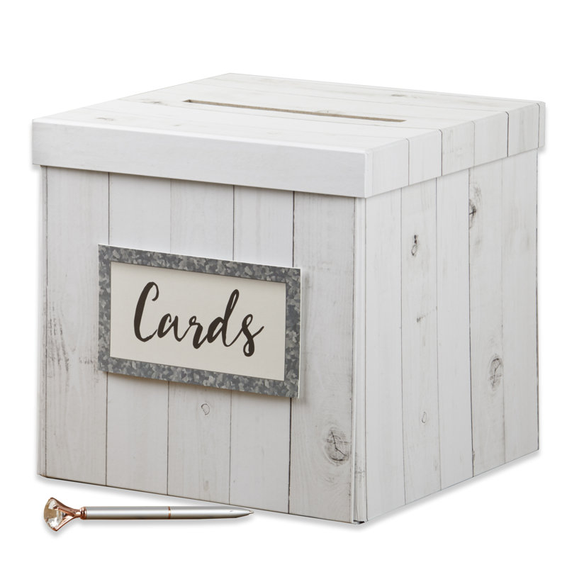 Paper Gift Card Holder, Rustic White Wood