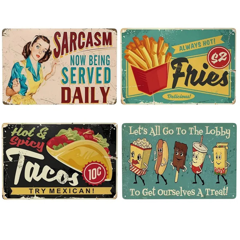 Wall Decor Office Dorm Den Humor Personality Vintage Retro Tin Sign - Vintage Movie Snack