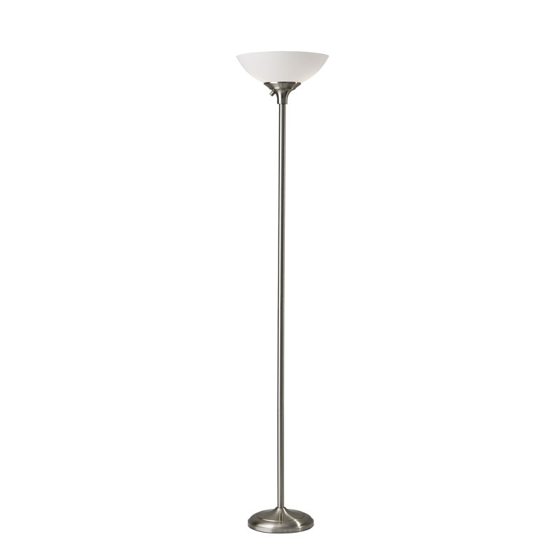 Wendelgard 71'' Torchiere Floor Lamp, Brushed Steel