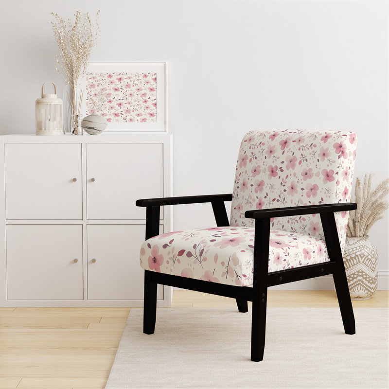 Fauteuil d'appoint Flowers For Teenagers, Accoudoirs carrés noirs