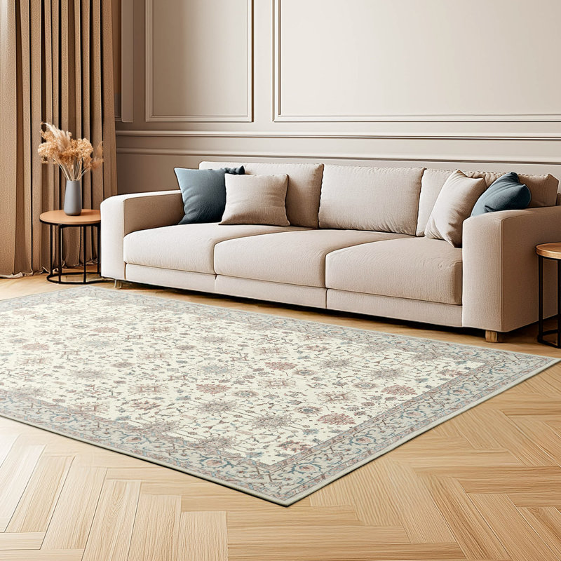 Laura Ashley Aure Machine Washable Imagine Printed Chenille Rugs 1-Piece, Rectangle 5' x 7', Gray