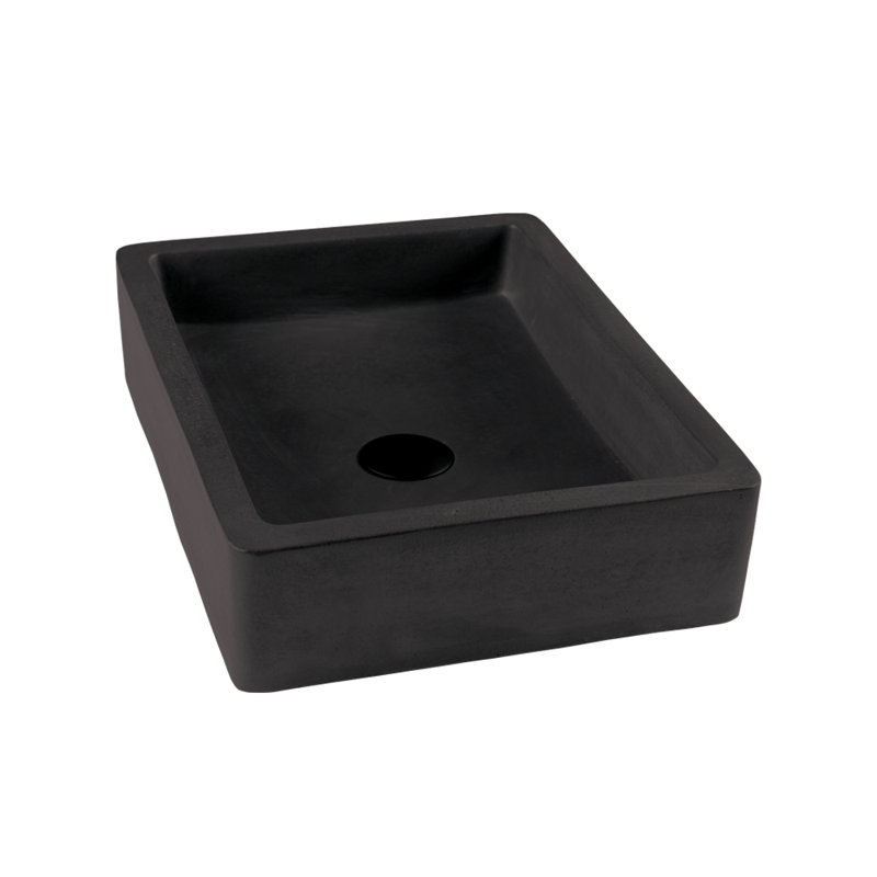Newterra Handmade Rectangular Vessel Bathroom Sink, Charcoal