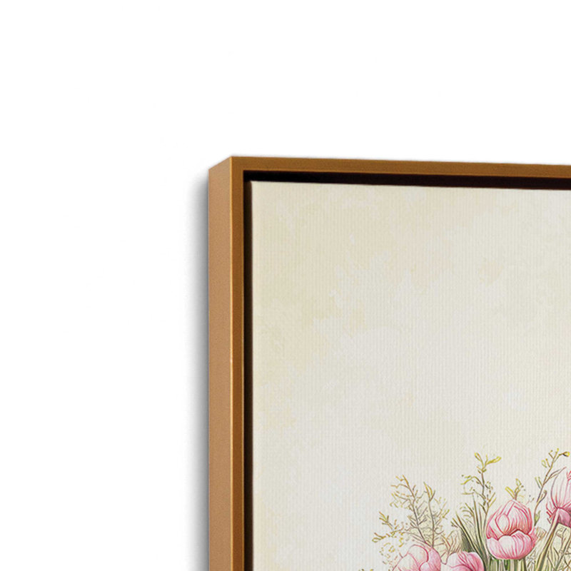 "Floral vélo I" par Nicole DeCamp, reproduction d'art, L 30 po x H 30 po, Doré, Toile avec cadre