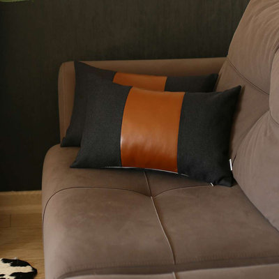 Ensemble de 2 housses de coussin lombaire en similicuir