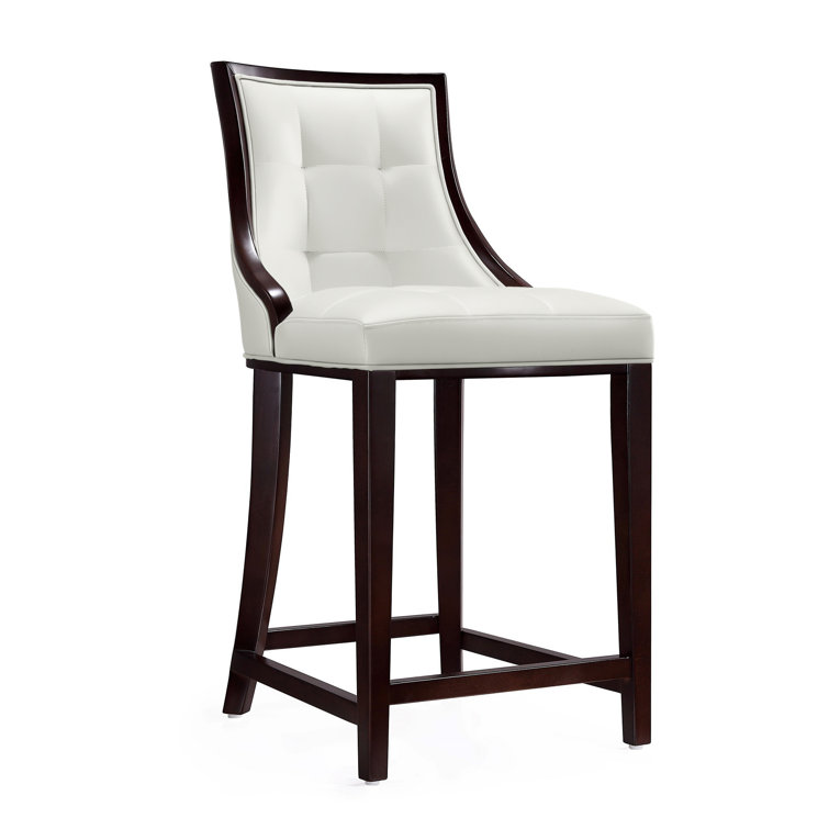 Upholstered Counter Stool with Solid Wood Frame