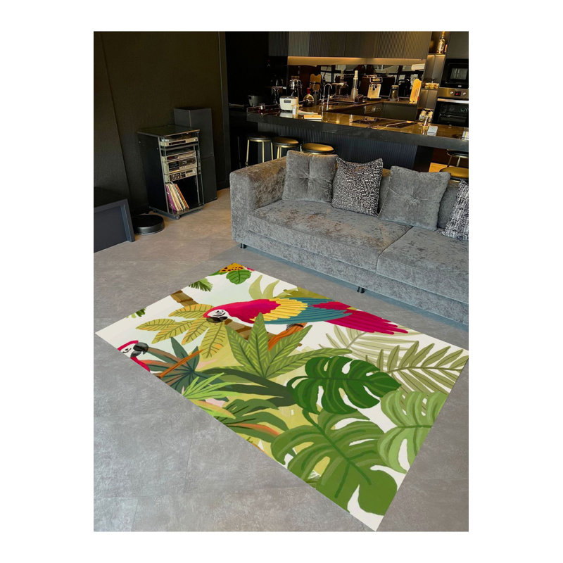 Tapis décoratif coloré à motif tissé coloré, Sous-tapis rectangulaire de 3 pi 3 po x 4 pi 11 po