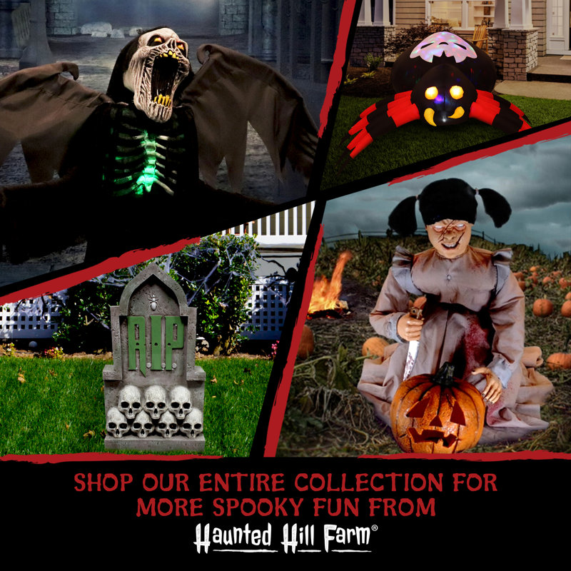 Haunted Hill Farm 20 In. 3-Stack Jack-O-Lantern, Resin Spooky Halloween Decoration with LED Lights