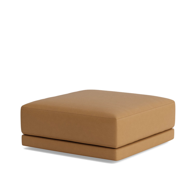 Eva Square Ottoman, Leather - Butterscotch