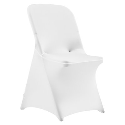 Stretch Polyester Spandex Folding Chair Cover 30 Pack White Washable Slipcover with Elastic Foot Pockets for Oversized Folding Chair Wedding Banquet