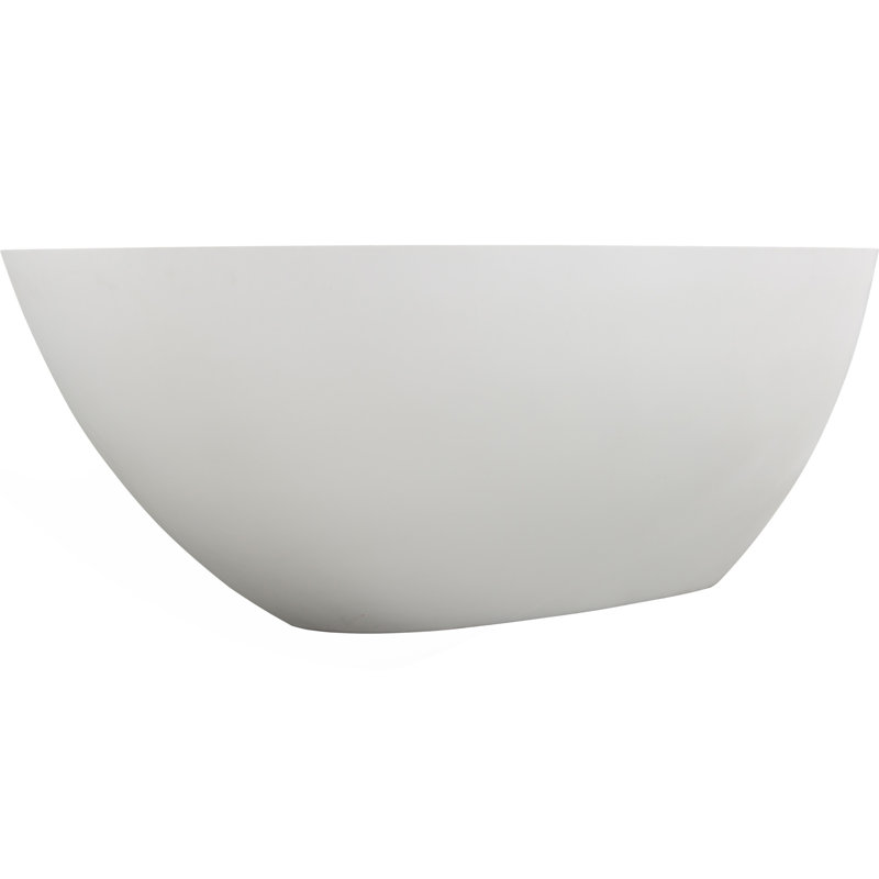 59" Luxury Handcrafted Stone Resin Freestanding Soaking Bathtub With Overflow In Matte White, Cupc Certified