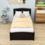 Lit plateforme simple en bois avec lit gigogne simple et tête de lit-838641656