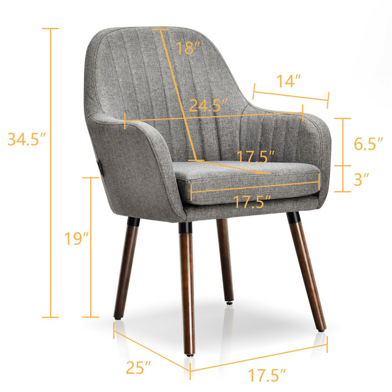 Fauteuil capitonnÃ© Brownett, 24,5 po de largeur, Lin gris