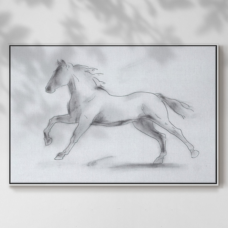 «Smoke Stallion II», peinture sur toile encadrée, H 17 po x l 25 po x P 2 po, Cadre blanc