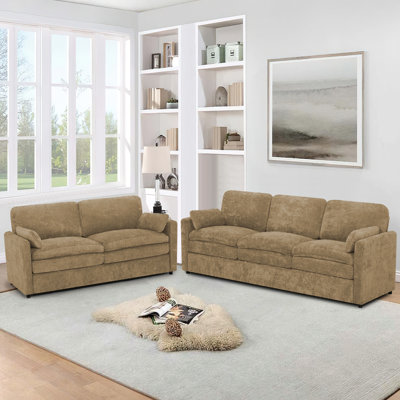 69" & 89" Modern Soft Sofa With Upholstered Cushion, Chenille 3-Seat And 2 Seater Sofa With Well-Filled Pillows, Upholstered 2-Piece Couch For Living Room, Bedroom