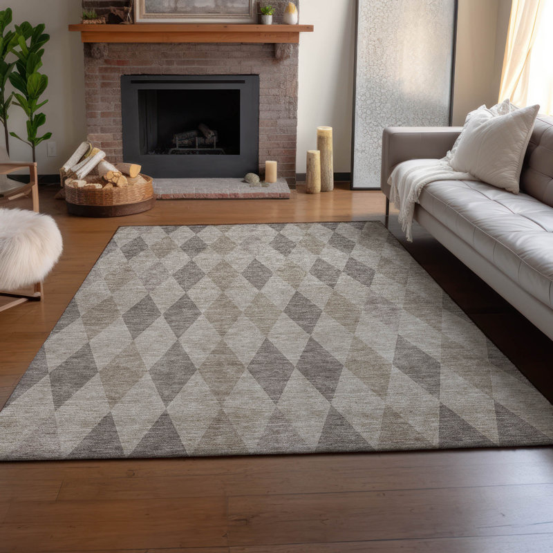 Tapis beige Cerrito AMF561 lavable à la machine de qualité supérieure, Rectangle 9 pi x 12 pi
