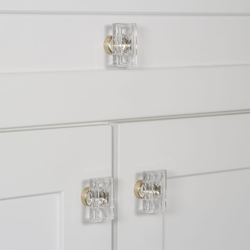 Carré Rectangular Cabinet Knob, Satin Brass