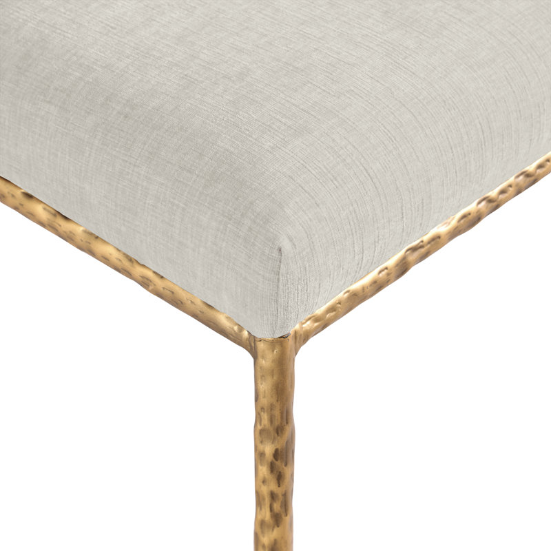 Chaise d'appoint en chenille Reeves, Tissu chenille crème, Laiton brossé