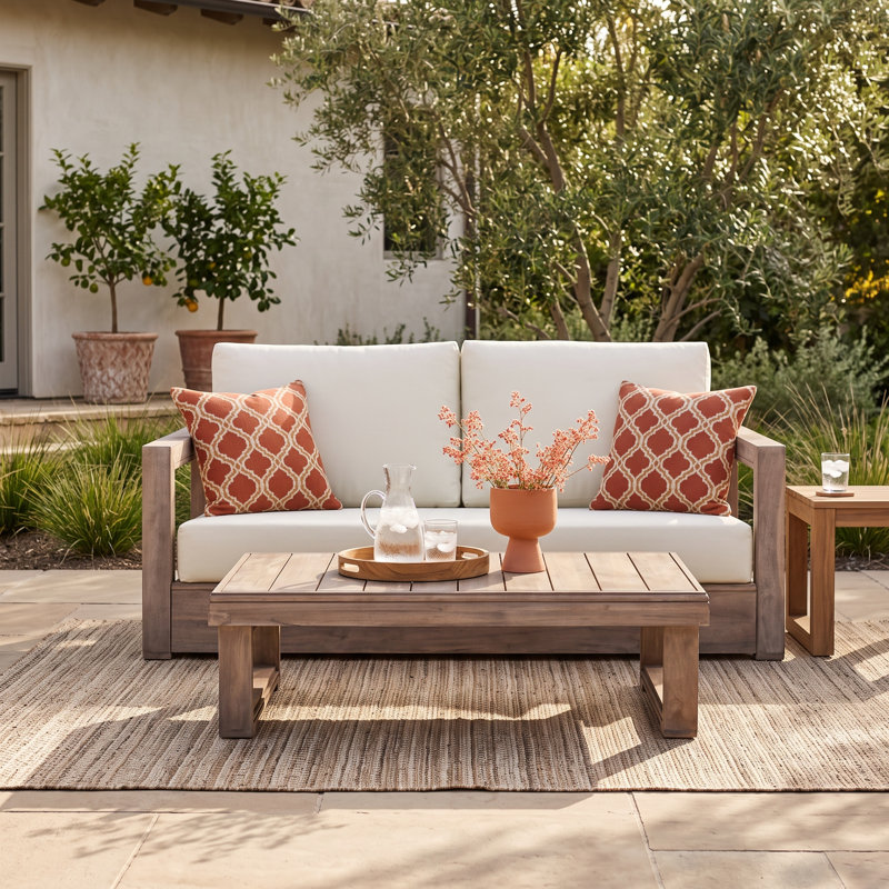 Donnie 2 Piece Seating Group with Cushions, Brown