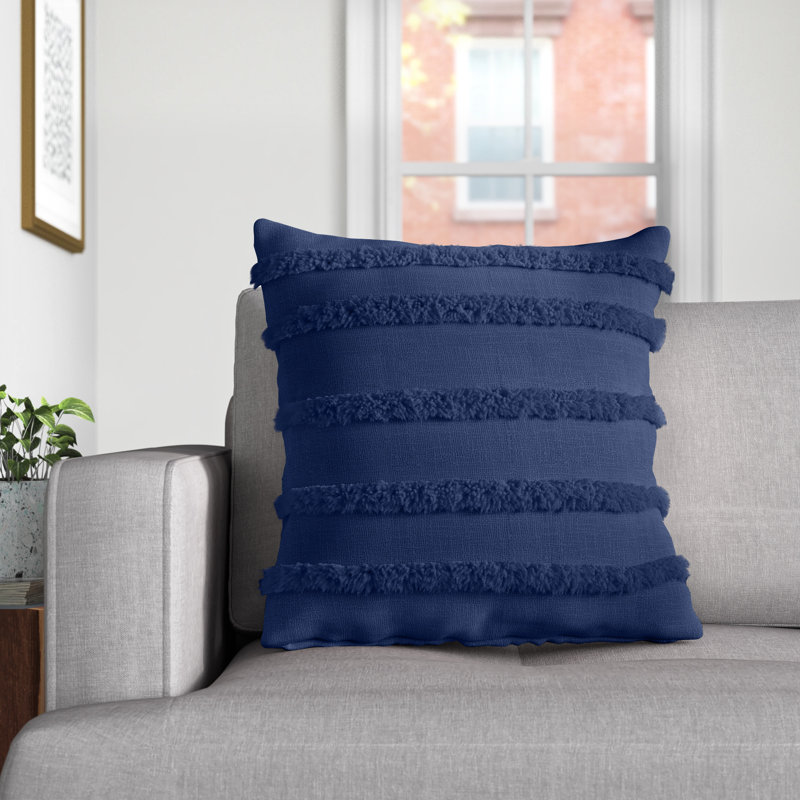 Amaris 20" Cotton Throw Pillow, Deep Blue, Pillow Cover Only - No Insert