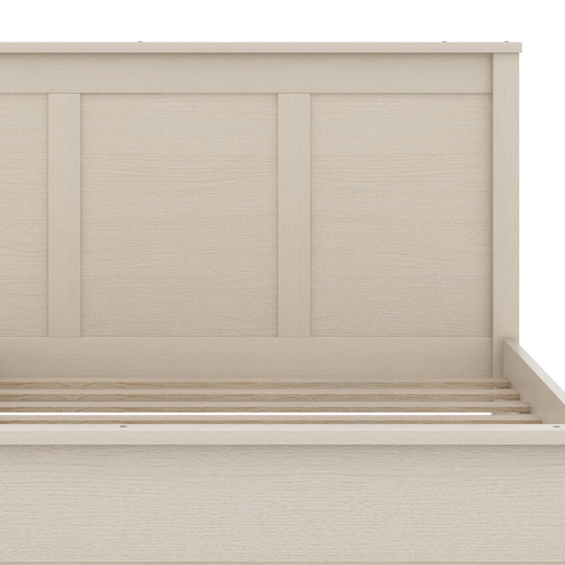 Lit plateforme en bois avec lit gigogne et armoire de rangement, cadre de lit de rangement avec tête de lit, Blanc, crème