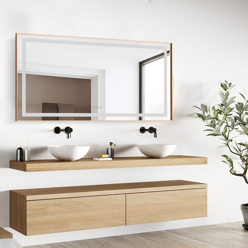 20"x28" Led Mirror Bathroom Vanity Mirror With Back Light,wall Mount Multifunctional Vanity Mirror,brushed Gold Aluminium Frame