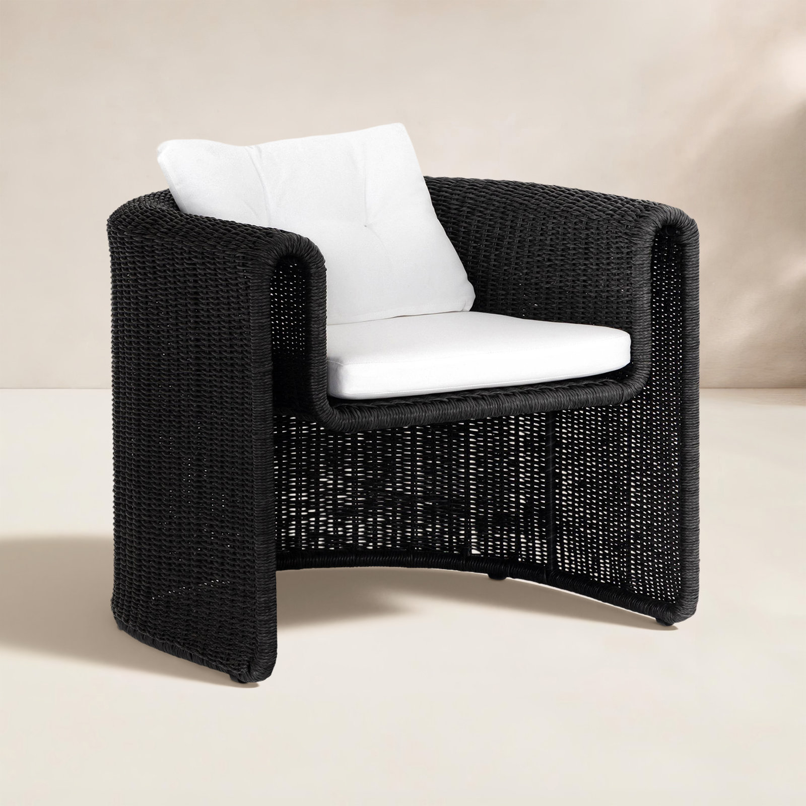 Mahi Wicker Outdoor Lounge Chair, Black