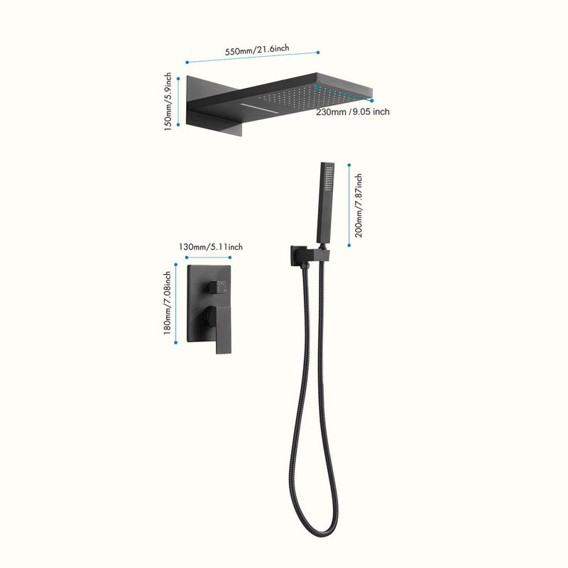 Complete Shower System with Rough in-Valve, Matte Black