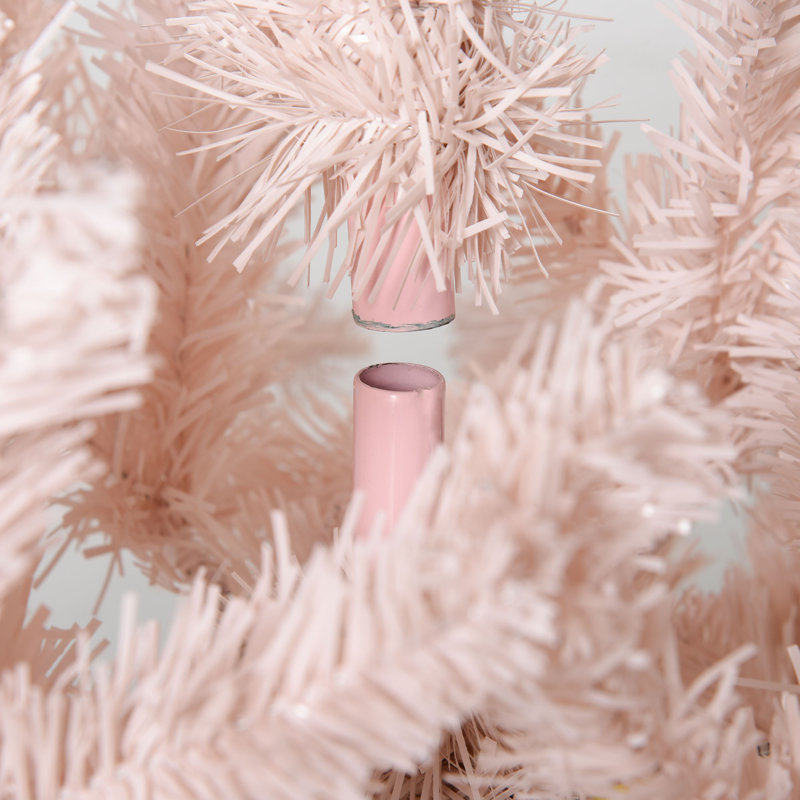 Arbre de Noël artificiel Kalaiyah avec branches réalistes en pin, ouverture automatique, rose et blanc, 5'11"