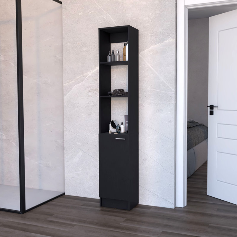 Armoire à linge Brenda avec 1 porte et 3 tablettes ouvertes