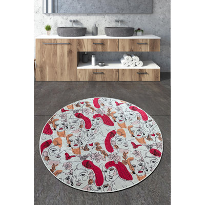 Antibacterial Bathmat, 100% Polyester, 63.0 in Diameter | 10 mm Pile Height, Non-Slip Underside, Machine Washable at 86°F | Soft & Durable, Perfect for Bathroom & Shower Safety | Easy Care & Maintenance