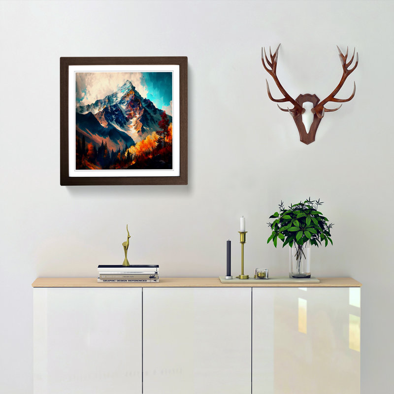 Mountain Impressionism - Single Picture Frame Print on Wood, Walnut