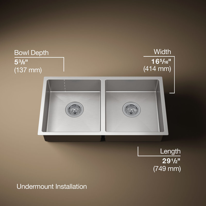 Strive 29-1/2 In. Undermount Double-Bowl Kitchen Sink