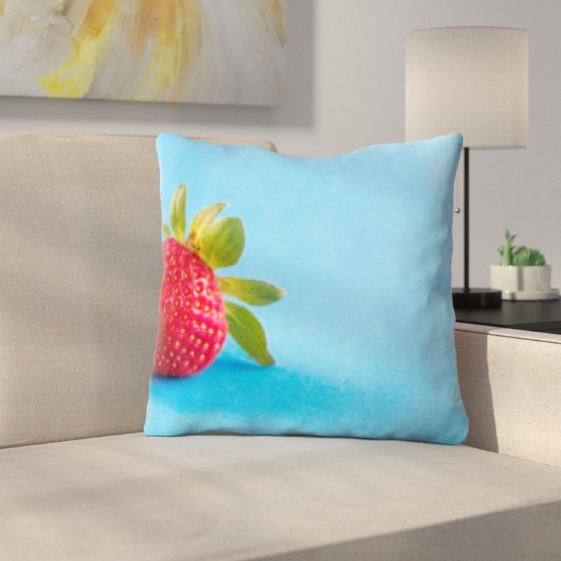 Coussin binegar fruits frais sur fond bleu