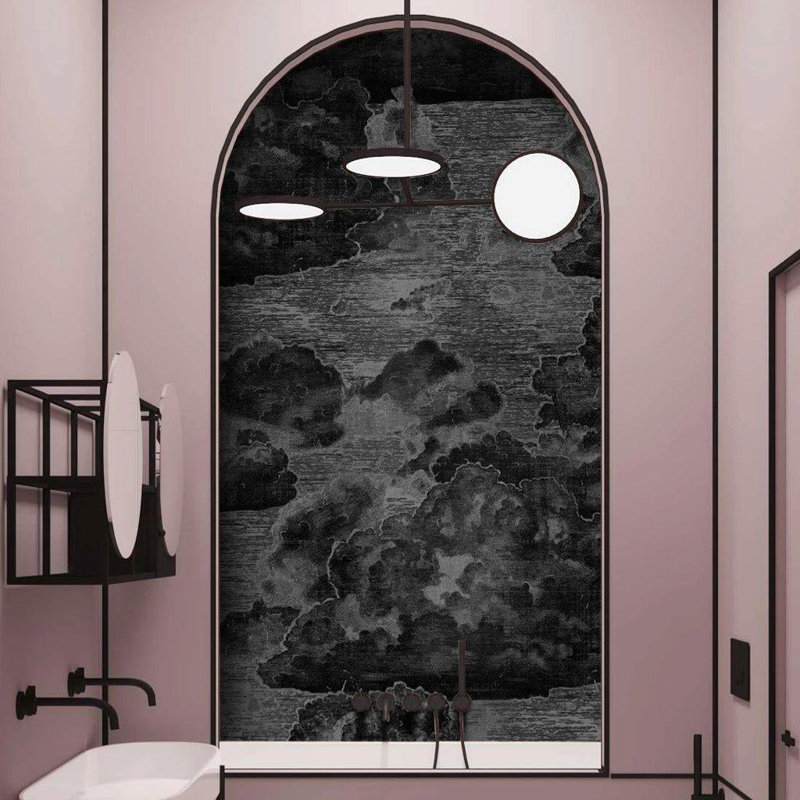 Vintage Style Cloud Wallpaper, Black