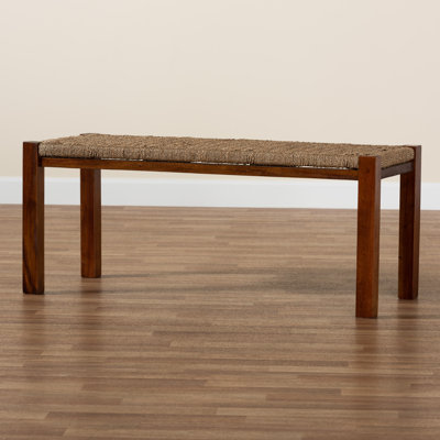 Caelab Wicker/Seagrass Mahogany Wood Bench