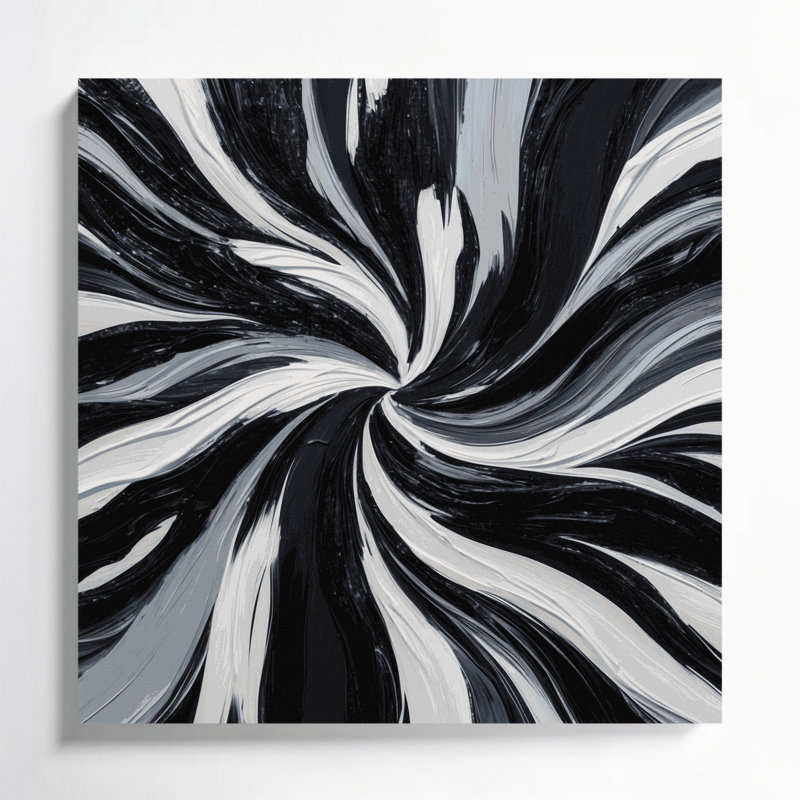 Abstrait art figuratif noir sur toile 56, H 8 po x l 8 po