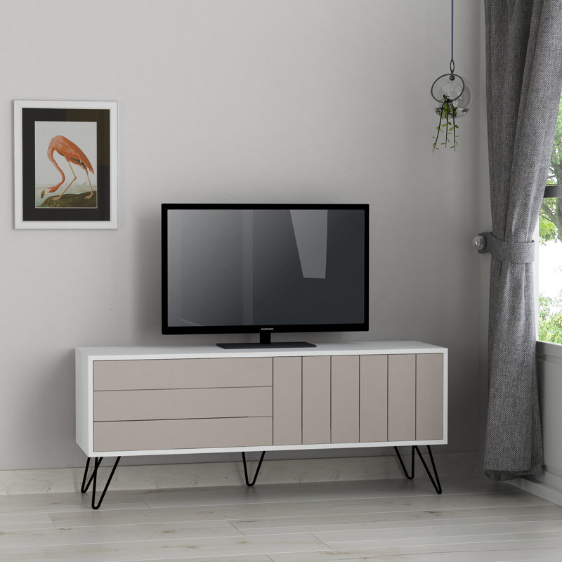 Adrian TV Stand for TVs up to 60", White/Light Mocha