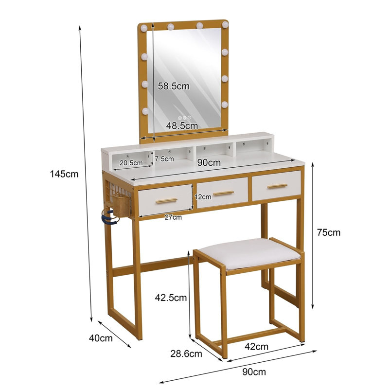 Bertraud Dressing Table with Mirror