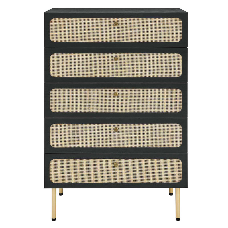 Commode 5 tiroirs Modway, Noir / or