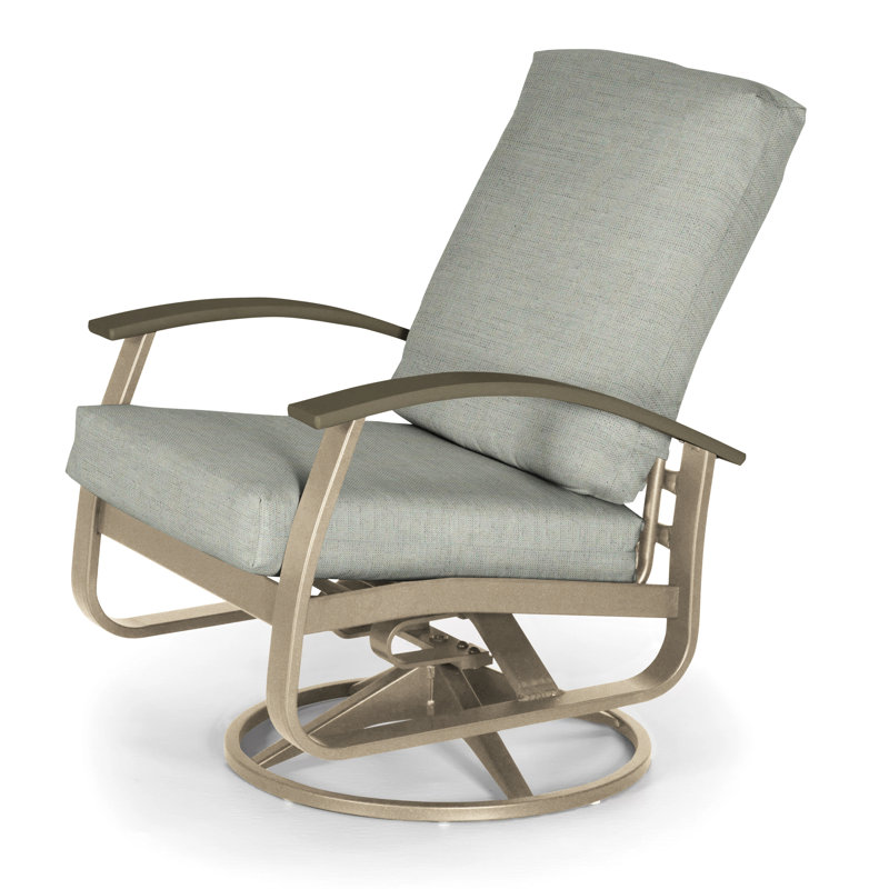 Askar Swivel Powder Coated Aluminum Outdoor Lounge Chair, Cast Slate Sunbrella® Plainweave, Textured Beachwood, Beachwood P40